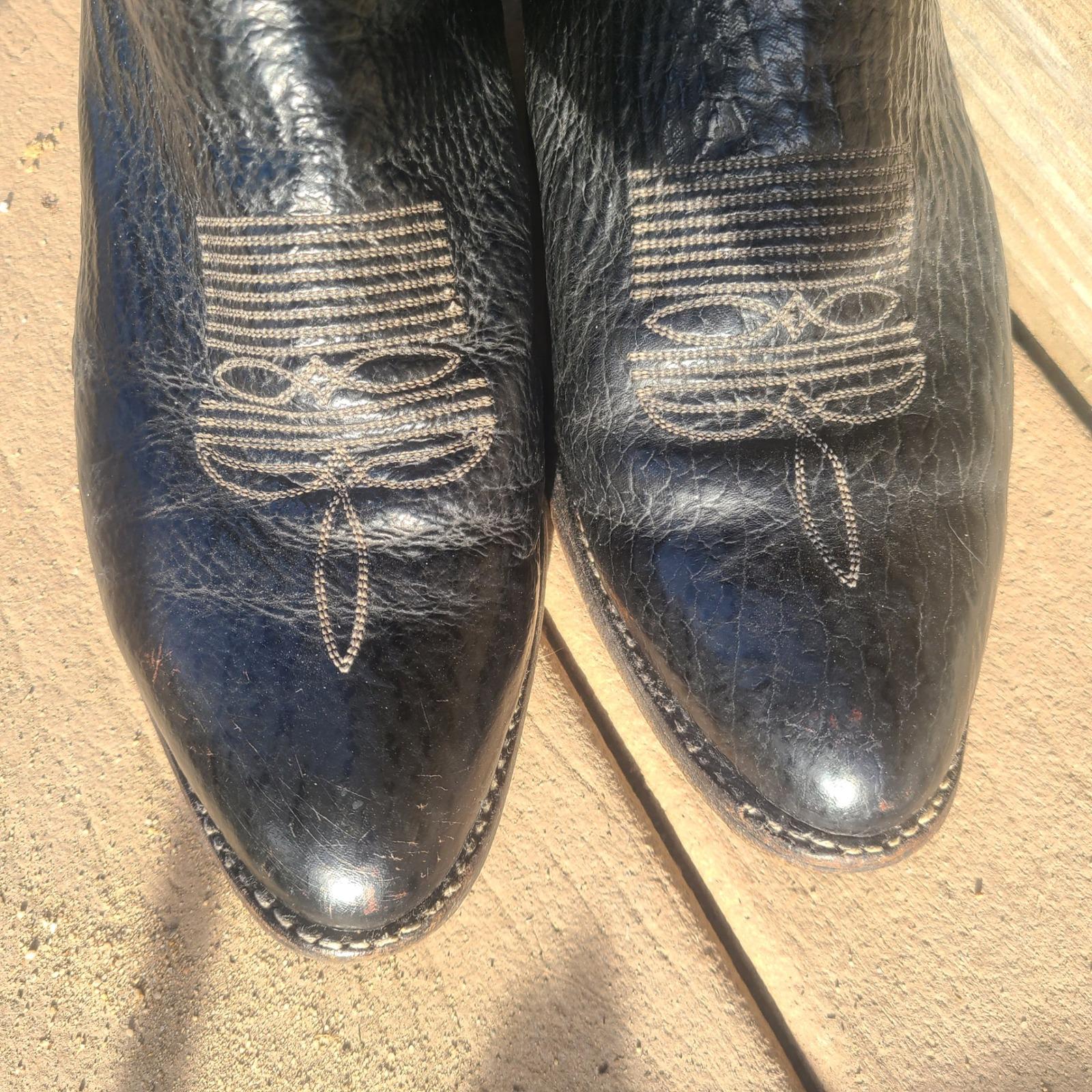 Vintage Abilene Sharkskin Western Cowboy Boots Black Mens 11 D J Toe USA Vtg 80s Abilene Mens Black Exotic Shark Western Leather  main image 2