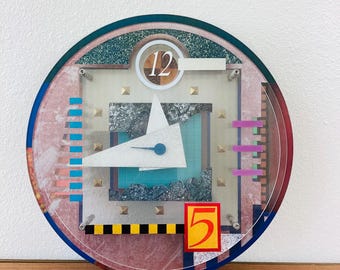 Vintage 1980s POST MODERN MEPHIS Style New Wave Wall Clock