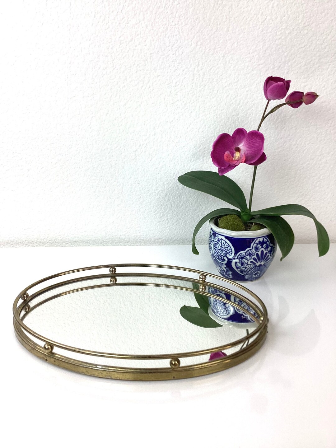 Vintage 1960s GOLD OVAL MIRRORED Tray / Hollywood Regency / Etsy