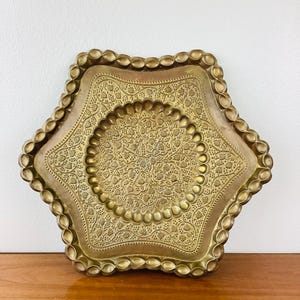 Vintage 1970s LARGE BRASS Tray or WALL Decor / Boho Style