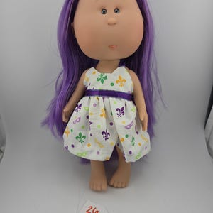 Mia Dress - White Mardi Gras - Fits 12 Inch Doll Pippa and Pippo