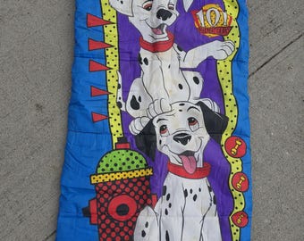Śpiworek dziecięcy Walta Disneya 101 Dalmatyńczyków 55"x29" Vintage 90s
