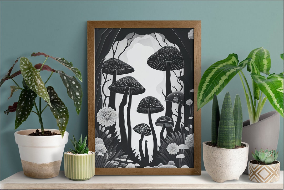 Digital Download Mushroom Forest Art Print, Printable Wall Art, Fungi ...