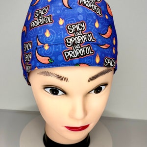 Men - Unisex surgical nurses caps for CRNA or Anesteziolgists. “Spicy like propofol”. High quality cotton