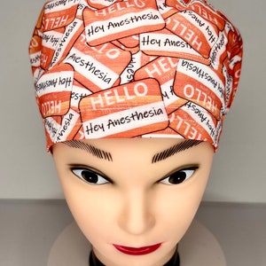 CRNA / ANESTHESIA surgical scrub cap for women with sweat band,Euro style scrubbing cap, CRNA scrubbing cap