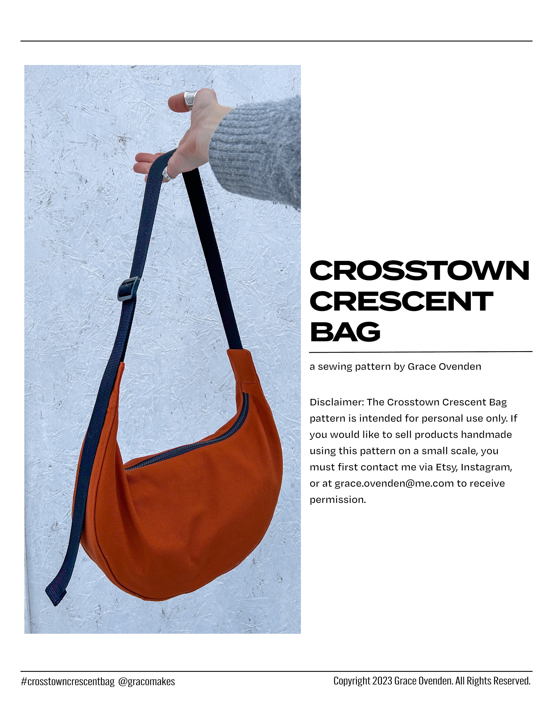 Crescent Bag Sewing Pattern Oversized Hobo Bag Crossbody 