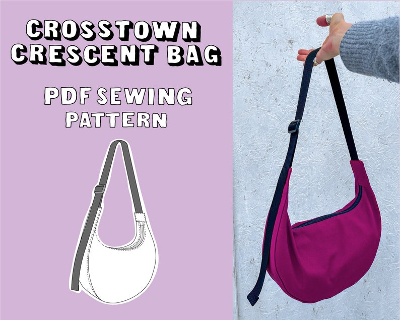Patron de couture PDF pour sac Crosstown Crescent image 1