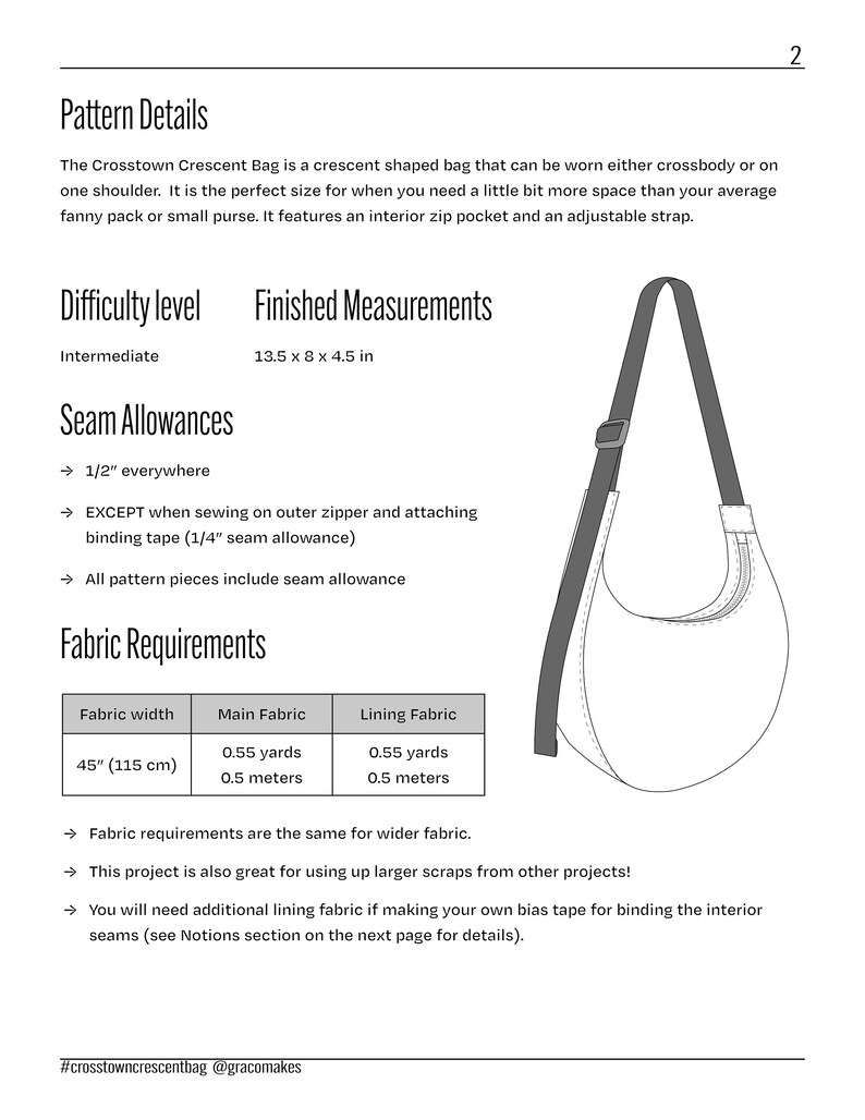 Crosstown Crescent Bag Sewing Pattern PDF Etsy UK
