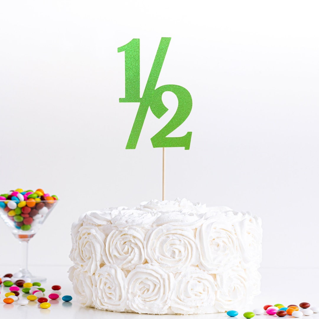 Half Cake Topper 1/2 Green Glitter Cake Topper Smash Cake Topper 6