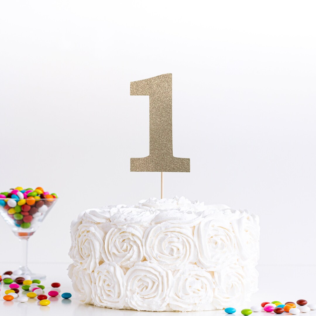 1 Cake Topper 1 Gold Glitter Cake Topper Smash Cake Topper 1st Birthday