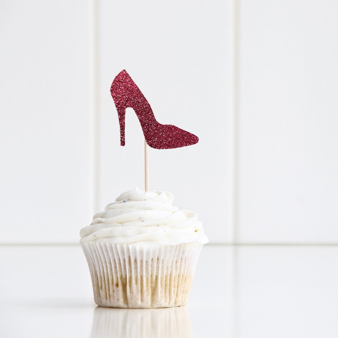 Pink High Heel Cupcake Toppers Pink Glitter High Heels Birthday Party