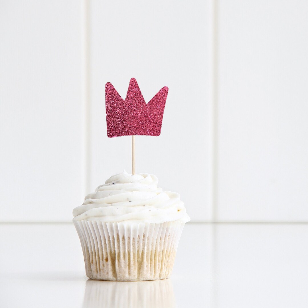 Crown Cupcake Toppers Pink Glitter Crown Cupcake Toppers Birthday Party