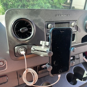 Mercedes Sprinter Dash Cubby Ram Single Ball Mount/Adapter with USB Charging Ports - for hard plastic cubby holes - *please read description