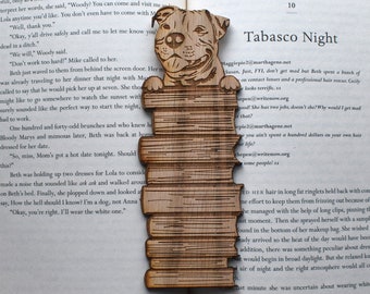 Laser Engraved Pitbull Dog Bookmark: Gift for Book Lover