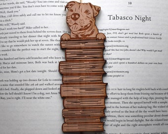 Laser Engraved Pitbull Dog Bookmark: Gift for Book Lover