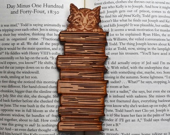 Tabby Cat Wooden Bookmark: Gift for Cat Lovers