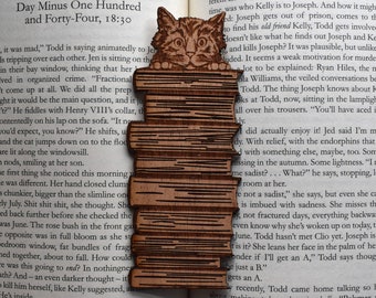 Tabby Cat Wooden Bookmark: Gift for Cat Lovers