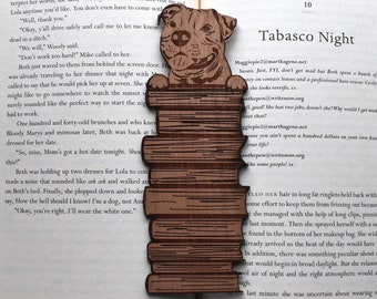 Laser Engraved Pitbull Dog Bookmark: Gift for Book Lover