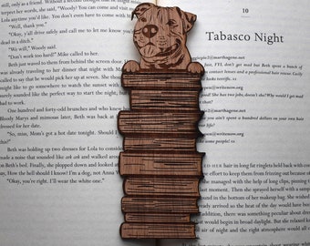 Laser Engraved Pitbull Dog Bookmark: Gift for Book Lover