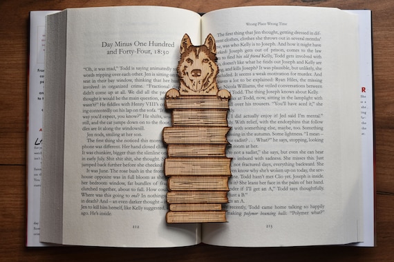 Husky Dog Wooden Bookmark: Siberian Husky Gifts for Readers