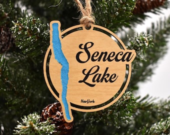 Seneca Lake Ornament: Finger Lakes NY, Eco-Birch Wood