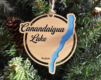 Canandaigua Lake Ornament: Finger Lakes NY Wooden Art