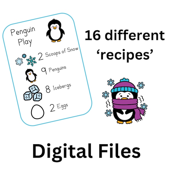 Penguin Play Sensory  Bin Digital Download Cards Only