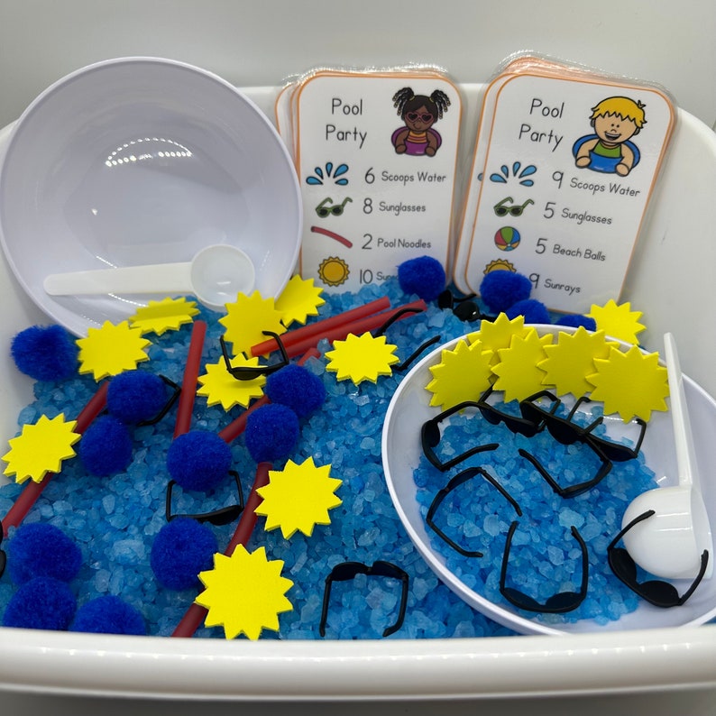 Summer Pool Party Sensory Bin | Sensory Bin | Preschool Math Game ...