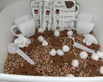 Hot Chocolate Sensory Bin  | Sensory Bin | Preschool Winter Game | Homeschool Learning | Counting Preschool Games