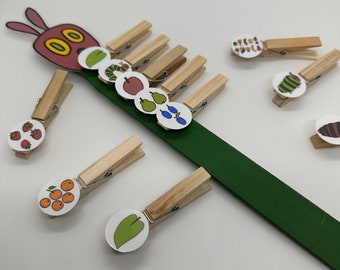 Very Hungry Caterpillar Sequence | Fine Motor Clip Activity | Story Retelling | Early Learning Games