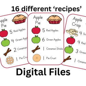 Somente cartões de download digital do Apple Pie Sensory Bin