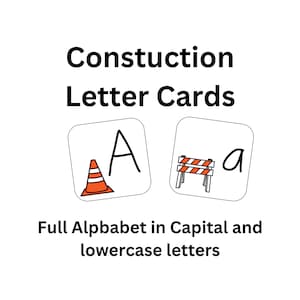 Construction Letters Digital Download Cards Only