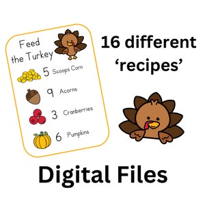Feed the Turkey Sensory Bin Schede digitali scaricabili solo