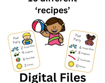 Summer Pool Party Sensory Bin Digital Download Cards Only