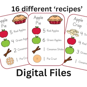 Apple Pie/ Apple Crisp Sensory Bin Digital Download Cards Only