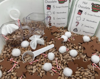 Hot Chocolate Sensory Bin  | Sensory Bin | Preschool Winter Game | Homeschool Learning | Counting Preschool Games