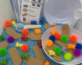 Healing Hands Medical Play Sensory Bin | Sensory Bin | Preschool Classroom Game | Homeschool Learning | Counting Preschool Game