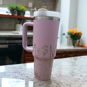 Wild flower tumbler|floral tumbler|Cowgirl tumbler|Western tumbler|Western coffee mug|Cow water bottle|Country mug|Hot pink tumbler