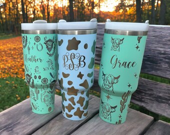 Vache des Highlands | Gobelet vache | Gobelet 40 oz | Gobelet personnalisé | Gobelet western | Gobelet tasse à café | Bouteille d'eau 40 oz | Gobelet personnalisé | Western 40 oz