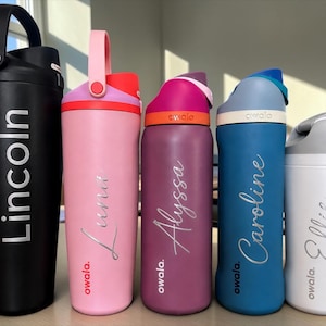 16oz 24oz 32oz Personalized Owala Water Bottle | Custom Name Tumbler | Back to School Bottle | Laser Engraved | Water bottle for sports|
