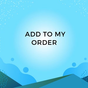 Può includere: Sfondo astratto blu e verde con punti bianchi. Il testo recita "ADD TO MY ORDER".