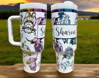 Gobelet vache Highland|Tasse vache 40 oz|Tasse vache Highland 40 oz|Gobelet vache bébé|tasse vache mignonne|tasse à café vache|Bouteille d'eau personnalisée|Nouveau biberon