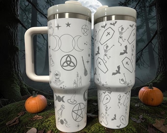 Spooky Ghost Stanley Tumbler, Halloween Themed Water Bottle, Pumpkin & Bat Water Bottle, Spooky Season Gift, Halloween Gift, Ghost Cup