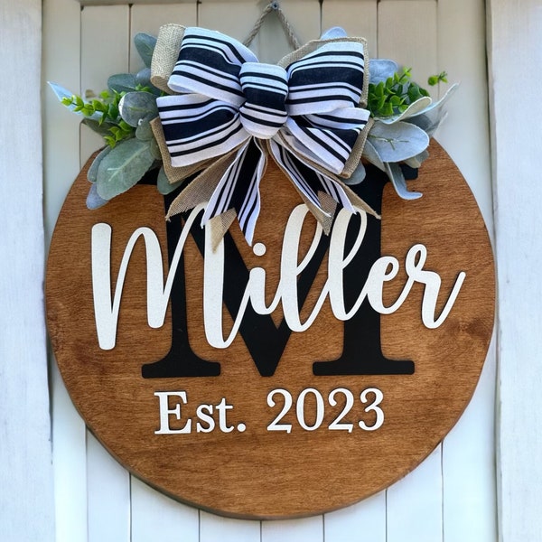 Last Name Front door sign | Family Front Door Hanger| Welcome Front Door Sign | Housewarming Gift| Wedding Gift| established Sign