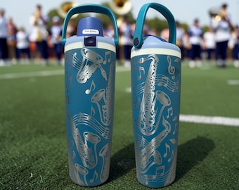 Engraved Saxophone Owala Water Bottle, Jazz Band Design, Marching Band Gift, Musician Gift, Band Director Gift, Music Lover Tumbler