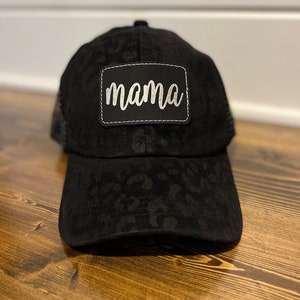 Mothers day gift|Mama hat|Gift for her|Mom hat|Ponytail hat for mom|Mama ponytail hat|Cute hat|Leopard hat|Cheetah hat|Black leopard hat