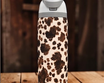 Personalized Cowhide Owala Water Bottle | Cowhide Tumbler | Cow print  Stainless Steel Bottle |Custom Name Water Bottle |Western Owala