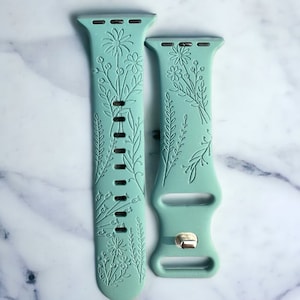 Wildflower watch band|Flower watch band|Engraved watch band|Personalized watch band|Watch band for her|Galaxy watch band|Fitbit versa watch