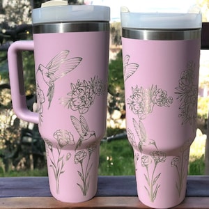 Hummingbird tumbler|Hummingbird coffee mug|Hummingbird 40 ounce tumbler|gift for hummingbird lover|40 ounce cup with handle and straw|40 oz