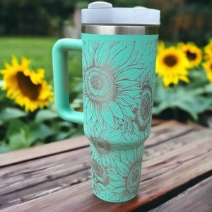 Sunflower tumbler|Sunflower water bottle|Sunflower coffee mug|Engraved sunflower|Autumn mug|New water bottle|Mint tumbler|New tumbler